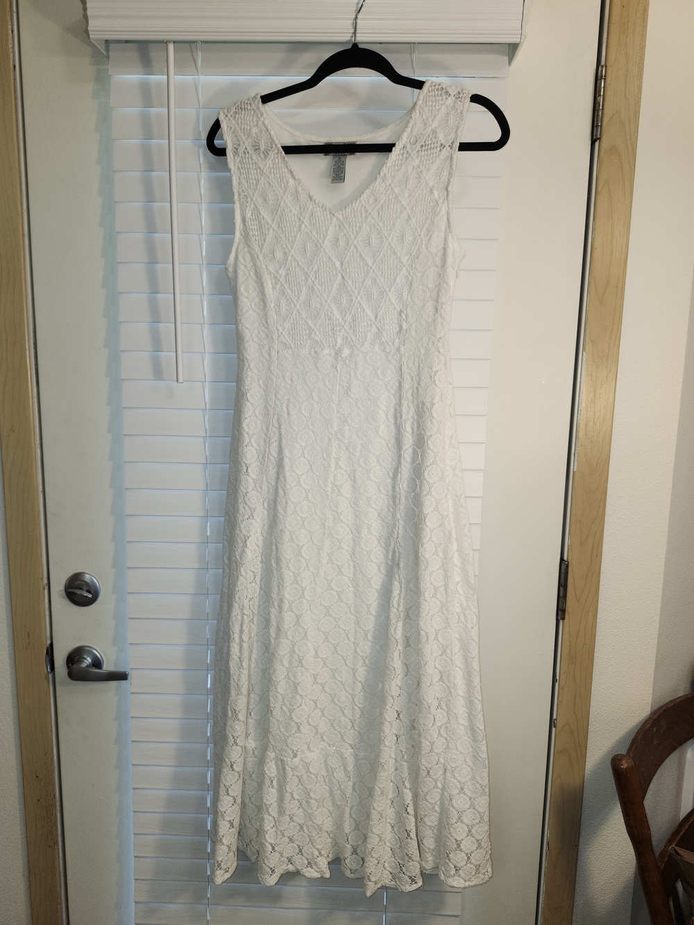 Studio West Boho White Lace V-Neck Maxi Dress - Size M